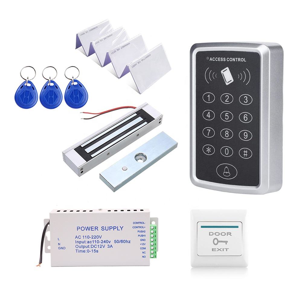Stand Alone Access Control System Kit 180kg Electric Magnetic Lock 12V Power Supply Exit Button Full Set Door Open Entry System