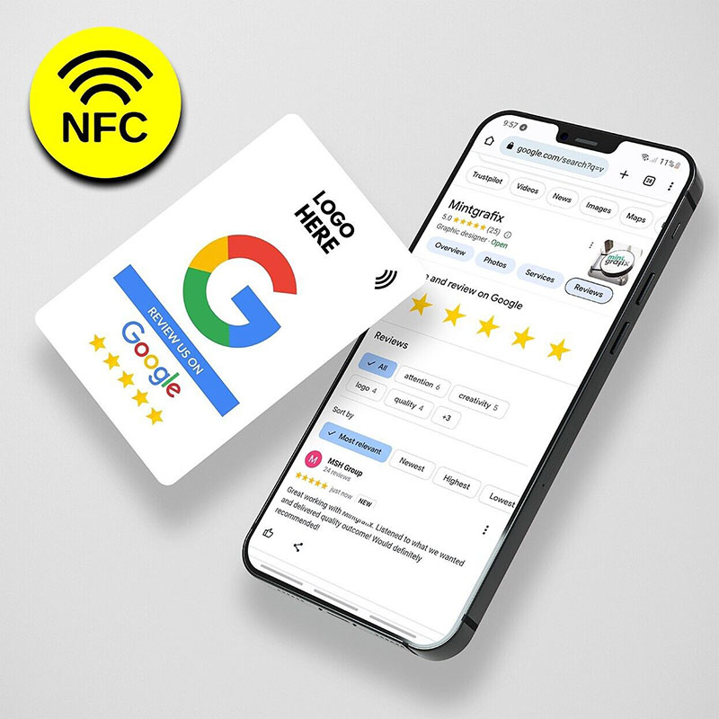 Özel Baskı Google İncelemeleri Açılır Kart Google İnceleme Kartı NFC Ntag213 215 216 Google Kart İncelemesi