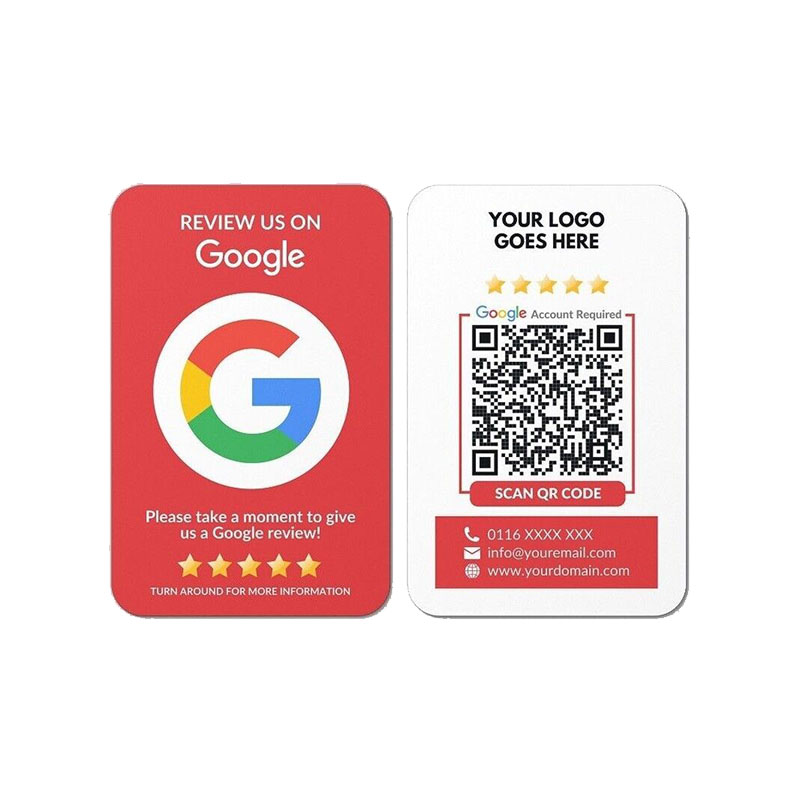 定制 NFC 芯片社交媒体塑料名片供 Google 评论