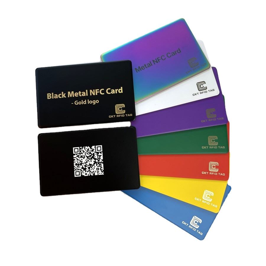 Personalized Logo QR Black Matte Smart Digital Metal Hidden NFC Business Name VIP Loyalty NFC Cards