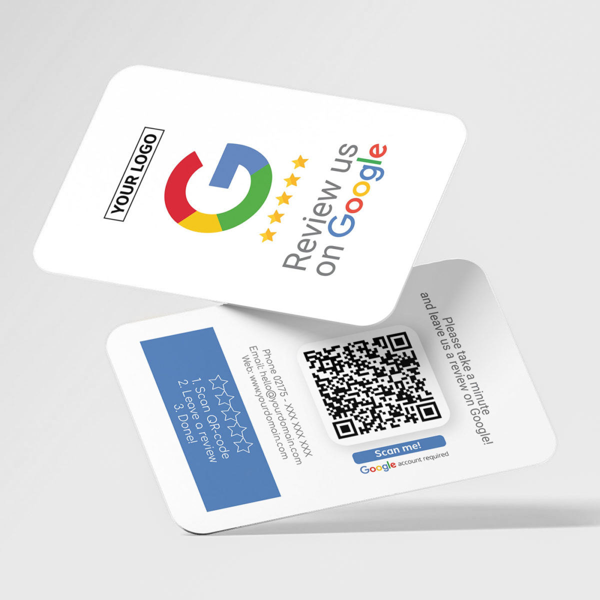 Scheda RFID aziendale con codice QR programmabile personalizzato Scheda di revisione Google NFC