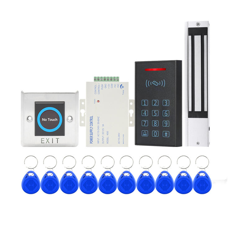 Kit de sistema de control de acceso con cerradura electromagnética, puerta de vidrio de 180KG/280KG, teclado FRID de metal, botón de salida y caja de llaves RFID