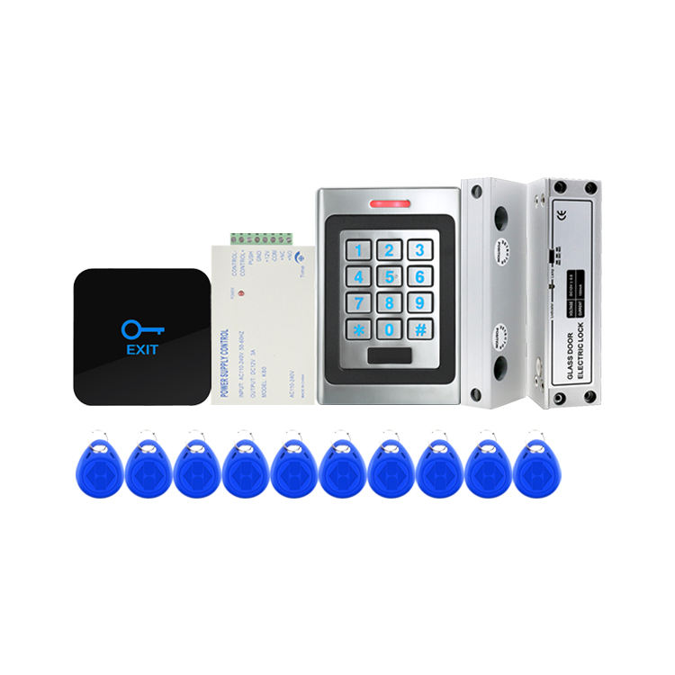 Control de acceso RFID Cerradura magnética Fuente de alimentación de 12 V Botón de salida Conjunto completo Kit de control de acceso Sistema de entrada de puerta
