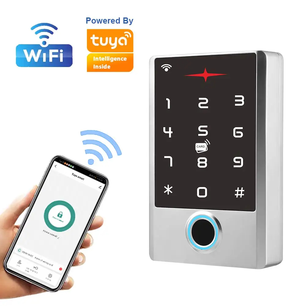 Wi-Fi Tuya IP68 Водонепроницаемая система контроля доступа к двери, автономная клавиатура, RFID-карта, контроллер доступа к дверям с отпечатками пальцев