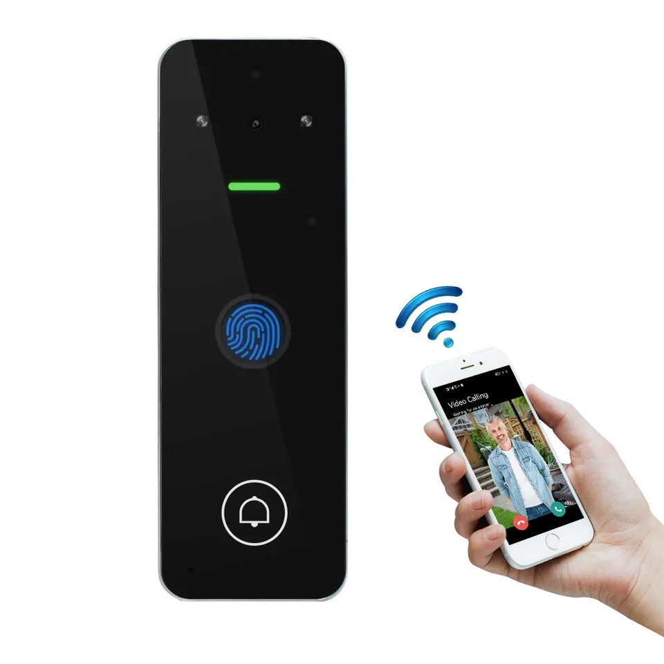 Waterproof Smart wifi duplex video intercom tuya with fingerprint access control system Rfid Card Door Access Control
