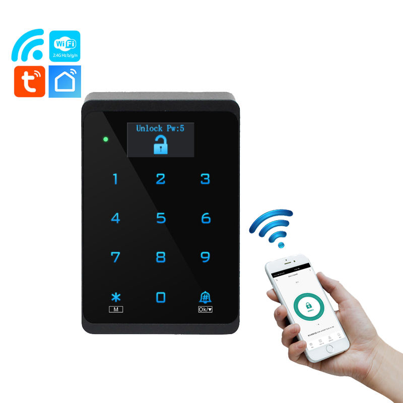 Serratura intelligente per porta ABS più economica con display OLED, controllo accessi con tastiera digitale touch, sistema RFID per lettore di schede di prossimità