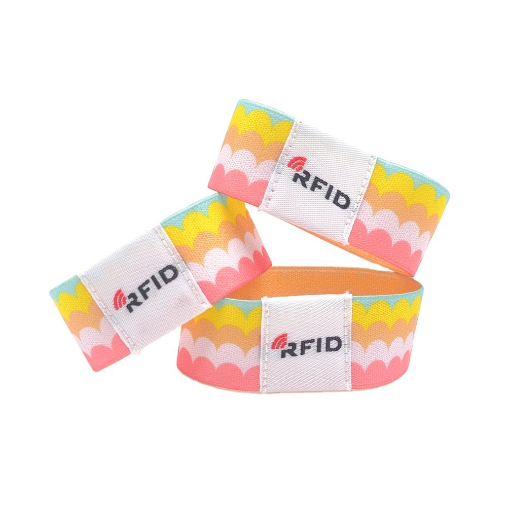 Pulseira elástica personalizada de alta qualidade RFID tecido festival pulseira NFC pulseira para eventos de concerto