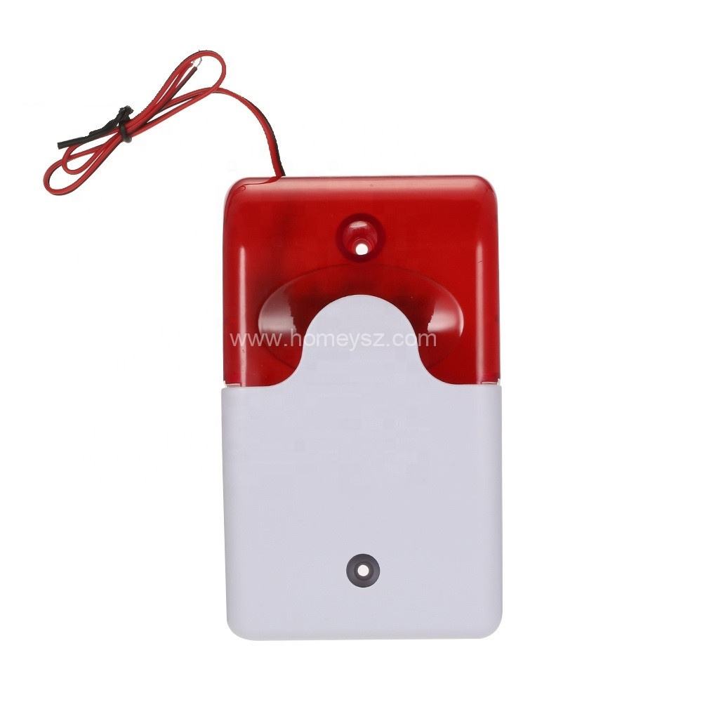 Usine 110dB Mini filaire pas cher prix 12 V filaire alarme sonore sirène stroboscopique alarme incendie haute forte faible forte sirène stroboscopique