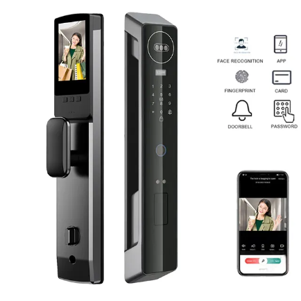 Reconnaissance faciale Cerradura Inteligente mot de passe serrure à carte Wifi serrure de porte empreinte digitale numérique sans clé serrure de porte intelligente