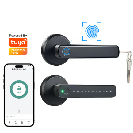 Serrure à poignée électrique Tuya, serrure de porte intelligente pour maison intelligente, serrure biométrique à empreintes digitales, Cerradura Inteligente Con Huella numérique