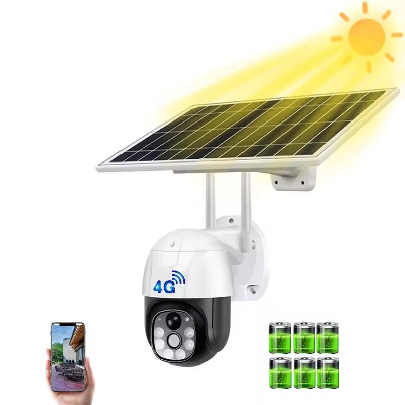 Caméra solaire 4G CCTV avec carte Sim, enregistrement de Vision nocturne coloré pour l'extérieur, sécurité solaire 3MP CCTV 4G