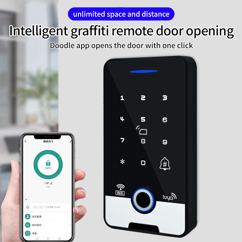 Système de contrôle d'accès biométrique de porte d'empreinte digitale de wifi de tuya de clavier imperméable intelligent