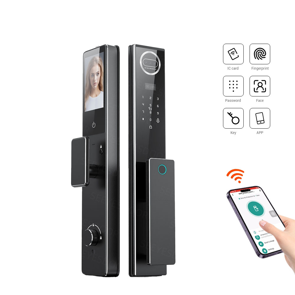 Tuya Wifi aplicación remota desbloqueo cerradura inteligente huella Digital 3d reconocimiento facial cerradura de puerta Video intercomunicador sin llave cerradura Digital inteligente