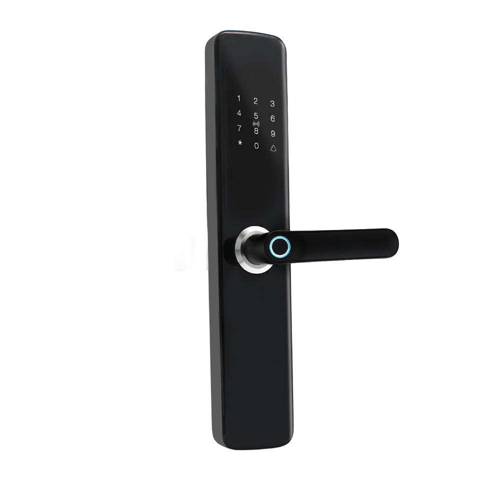 Cerradura-cerraduras inteligentes con huella dactilar, cerraduras eléctricas digitales para puertas, seguridad del hogar, Compatible con WiFi, almacenamiento en la nube, puertas de madera, acero y latón