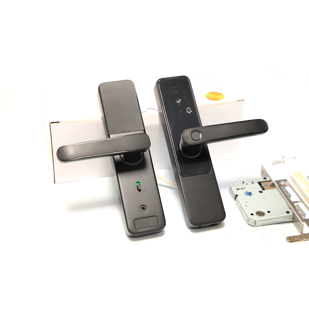 Cerradura de puerta elegante del hogar de Wifi Tuya de la contraseña de Digitaces de la huella dactilar de la aleación de aluminio de la alta seguridad con la llave