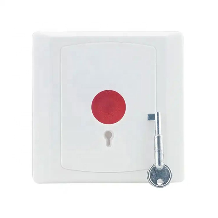 Alarma de incendio inteligente seguridad 12V con cable botón liberador de puerta de emergencia de pánico reinicio de tecla interruptor de botón de salida de emergencia