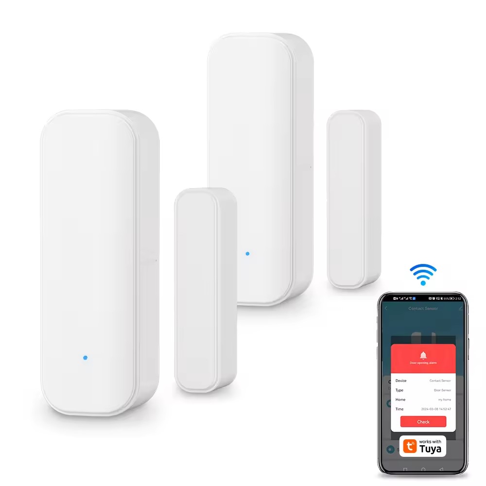 Detector con pilas AAA del sensor de alarma de seguridad inalámbrico de 2,4G WIFI Tuya para la seguridad de la ventana de la puerta