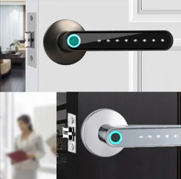 Serrure à empreintes digitales avec poignée, serrure numérique intelligente, pour maison, bureau, hôtel, matériau en alliage de Zinc, serrure de sécurité à levier intérieur