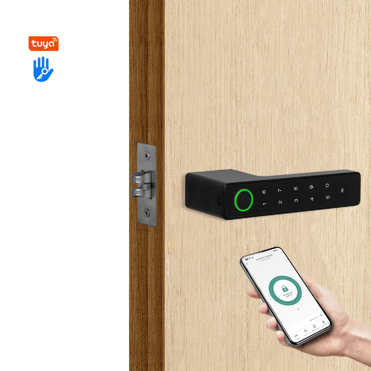Cerradura de puerta delantera portátil electrónica para exteriores, resistente al agua, con huella dactilar, seguridad sin llave, manija de puerta inteligente