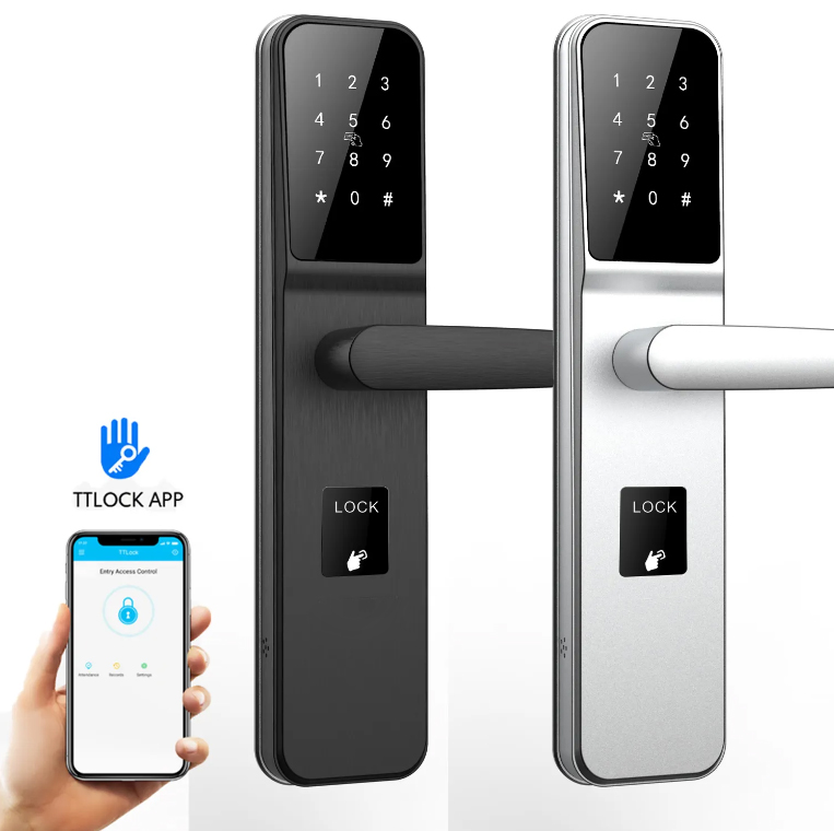 Cerradura de puerta con teclado inteligente con contraseña Digital electrónica con aplicación TTlock/tarjeta RFID/llave/cerradura de puerta con código para hotel/apartamento/hogar
