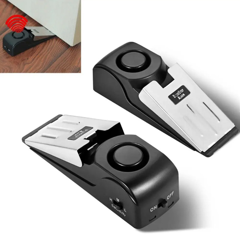 Tope de puerta con alarma antirrobo portátil, Sensor inteligente inalámbrico de 120DB, Mini alarma de tapón de puerta de seguridad