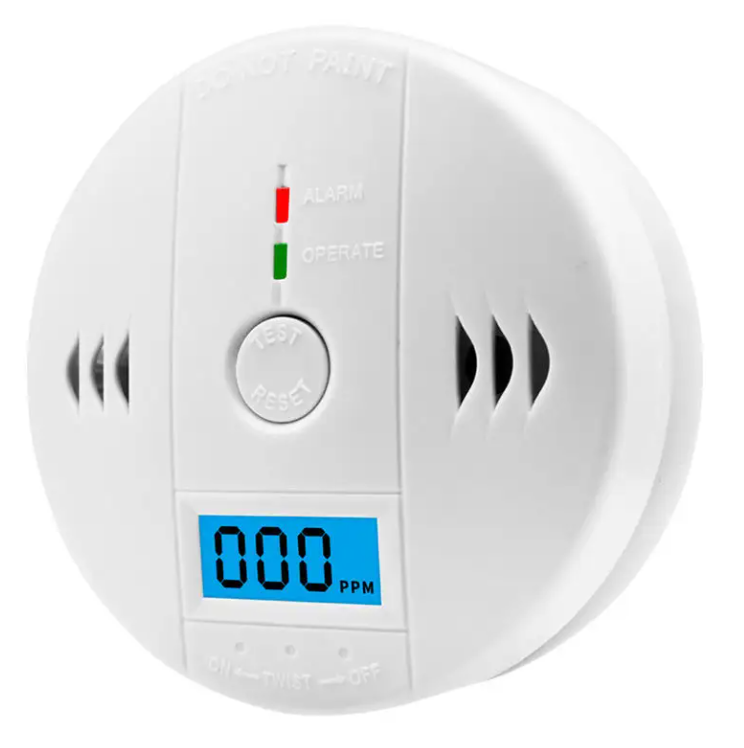 Sensor de alarma Monóxido LCD Detector de CO con pilas Seguridad en el hogar