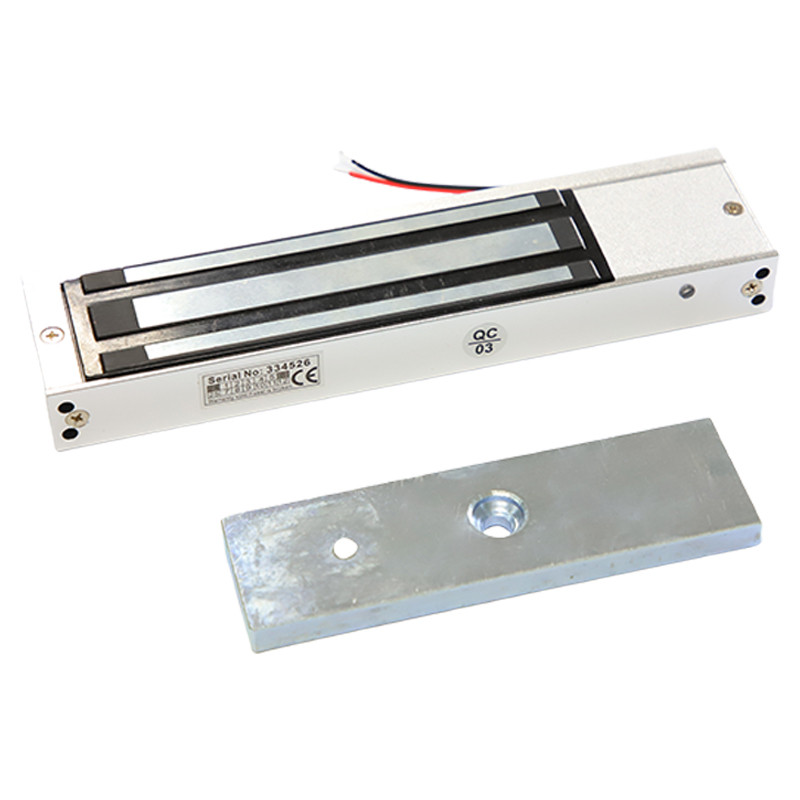 Cerradura electromagnética de doble puerta fina, 350kg, 800LBS, LED integrado, Sensor, cerraduras magnéticas de retardo de tiempo opcionales