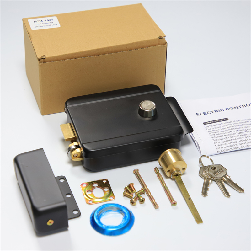 Cerradura de puerta electrónica negra de alta seguridad con cilindro simple o doble Cerradura de borde eléctrica