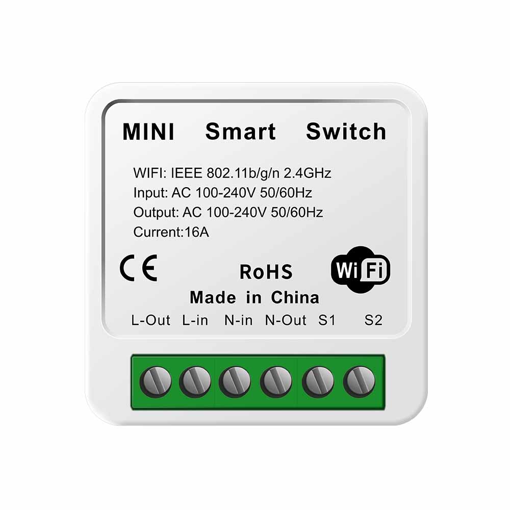 Alta calidad, gran oferta, 16A, Mini interruptor inteligente Wifi DIY, compatible con módulo de interruptor Wifi de automatización de Control de vía 2