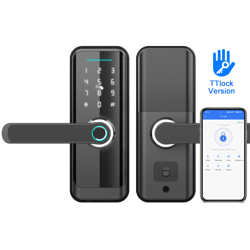 Serrure de porte intelligente biométrique à empreintes digitales, application TTlock BLE pour porte en bois