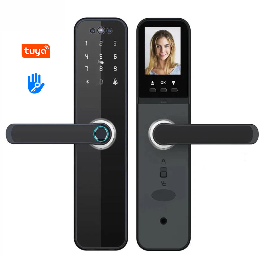 Serrure de porte intelligente électronique Tuya TTlock, appartement moderne, hôtel, empreinte digitale, avec écran TFT, Code d'application, carte-clé