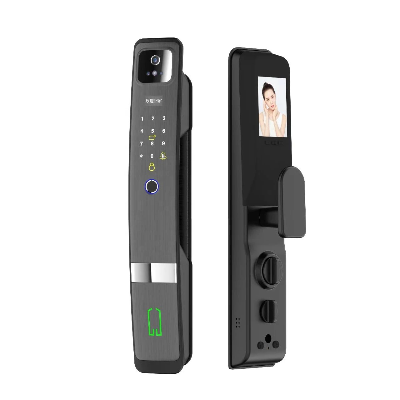 Cerradura remota, cerradura biométrica inteligente con contraseña y huella dactilar, mirilla Visible, reconocimiento facial 3D, cerradura de puerta automática con cámara