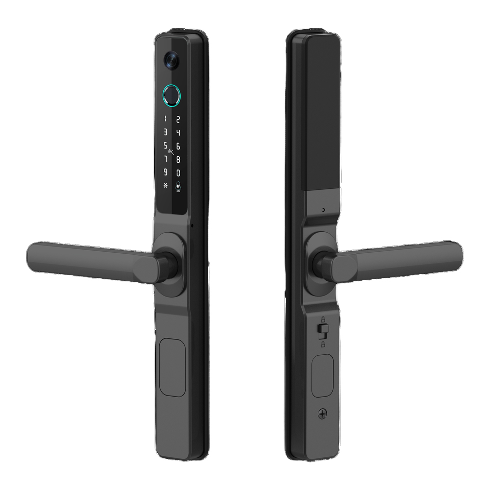Serrure électrique biométrique intelligente sans cadre, application Wifi, empreintes digitales, automatique, trempée, pour porte en verre, 12v, marque privée