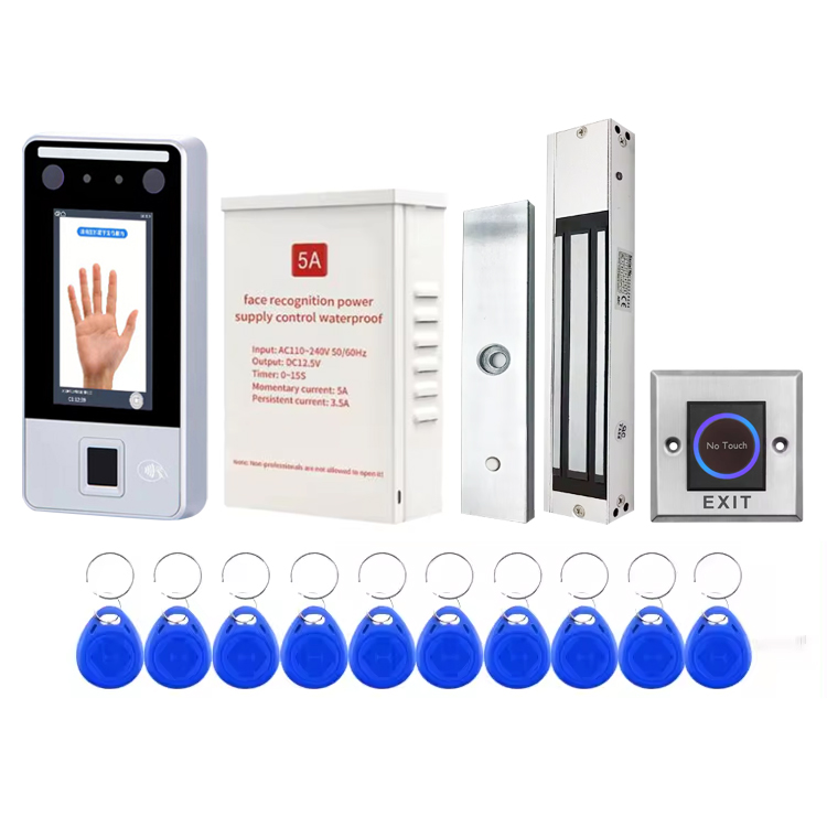 Kit de sistema de control de acceso a puerta con cerradura magnética eléctrica de 180kg y 350LB, fuente de alimentación 905A, 10 llaveros, botón de SALIDA