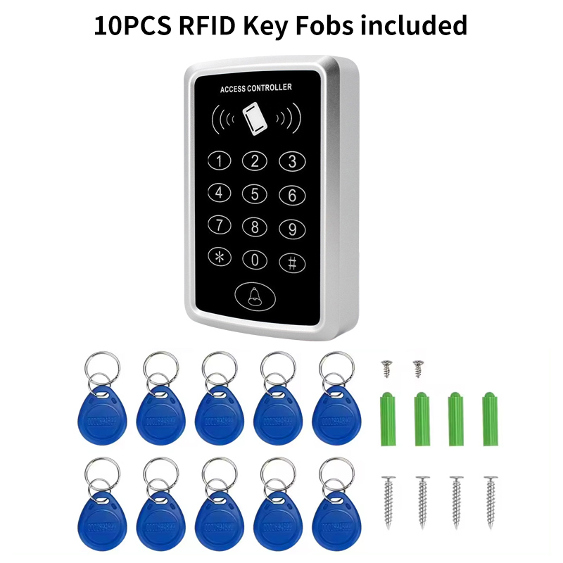 Alimentation électrique à serrure magnétique, 280kg, 600lb, 10 porte-clés, bouton de sortie, carte RFID, Kit de système de contrôle d'accès de porte