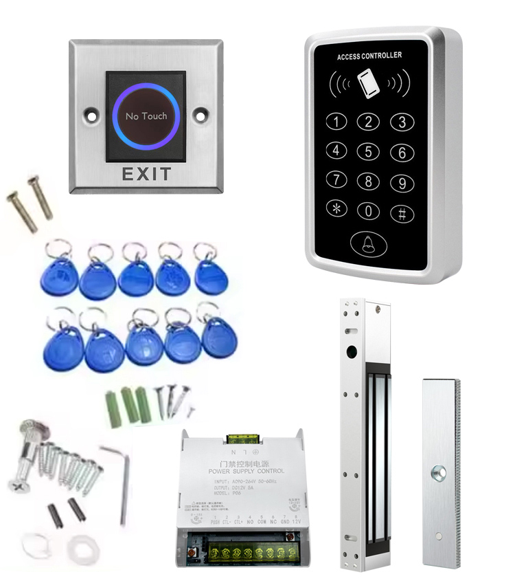 Kit de Control de acceso de instalación sencilla, incluye teclado, cerradura magnética eléctrica de 280kg, fuente de alimentación de 12V, tarjetas de Interruptor de Inducción infrarroja