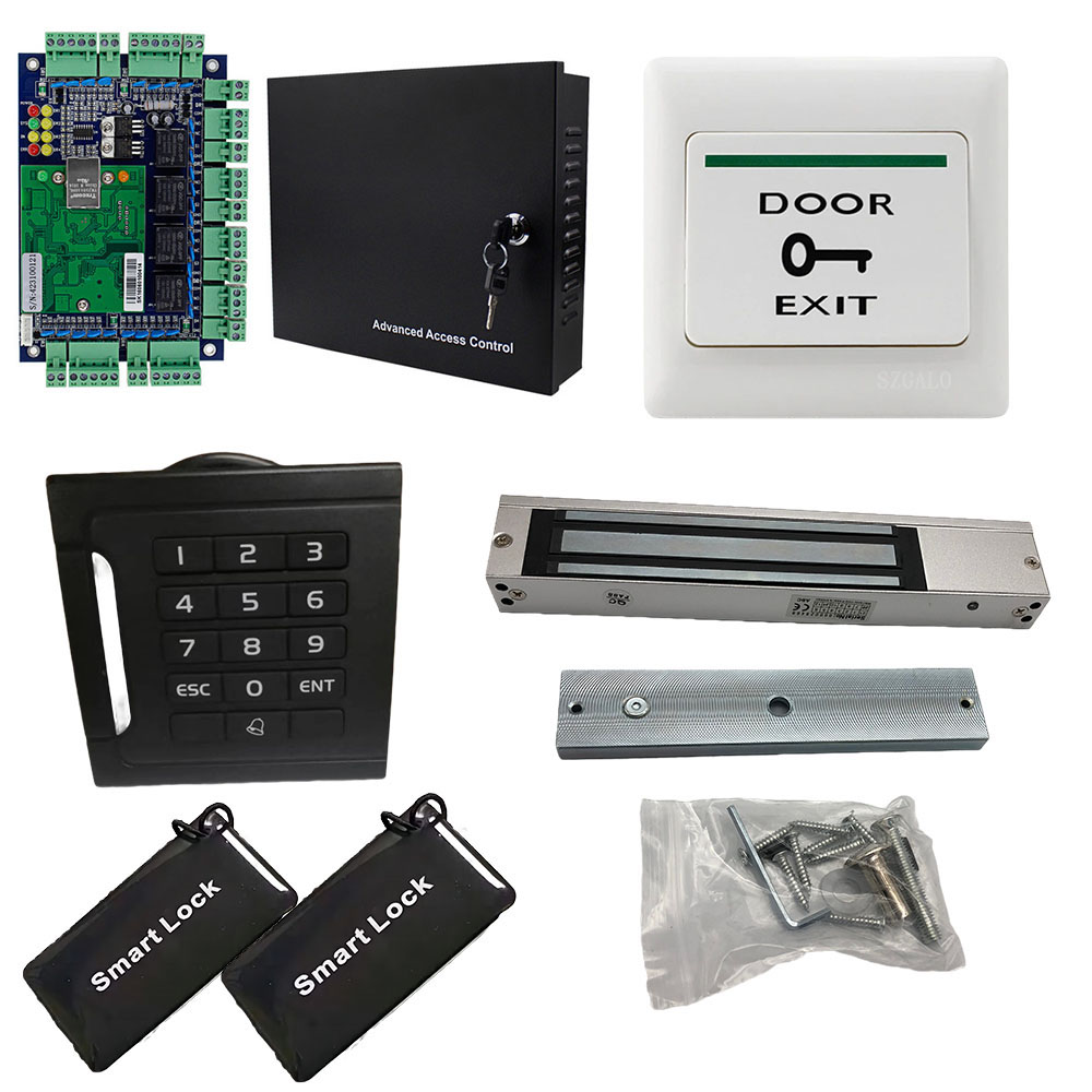 Red TCP/IP Sistema de panel de control de acceso de cuatro puertas mediante control por PC con tarjeta RFID y cerradura electromagnética