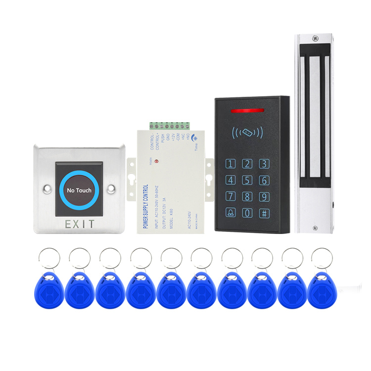 Kit de sistema de control de acceso de Cerradura Electromagnética, puerta de bajo costo, 280KG, teclado FRID de metal, botón de salida, caja de llaves RFID