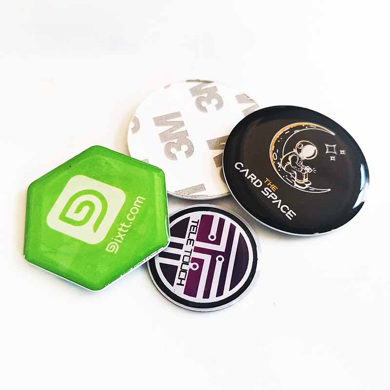 Programmable Rfid Nfc Card and Tags Ragular Round Circle Epoxy Nfc Phone Sticker Tags Custom Design