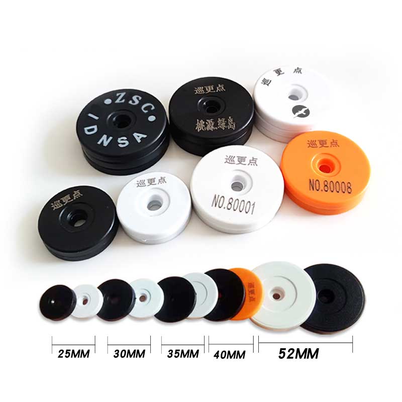 Waterproof Anti Metal ABS Coin Round Token RFID NFC Hard Outdoor Guard Patrol Tag With Hole