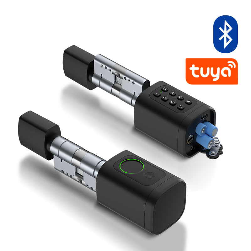 Bloqueo de cilindro inteligente de Tuya Bluetooth con bloqueo de perno biométrico de huellas dactilares antirrobo