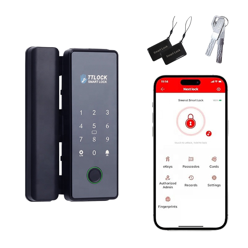 Customizable Glass Smart Deadbolt Door Lock TUYA Waterproof Electronic Door Lock for Home Security Aluminum Alloy Key for Glass