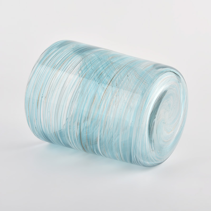 Buy Sunny Glassware Blue Cylinder Glass Jars For Candle Making Wholesa