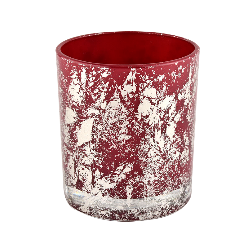 White printing dust and red glass jar candle vessel for gift in bulk