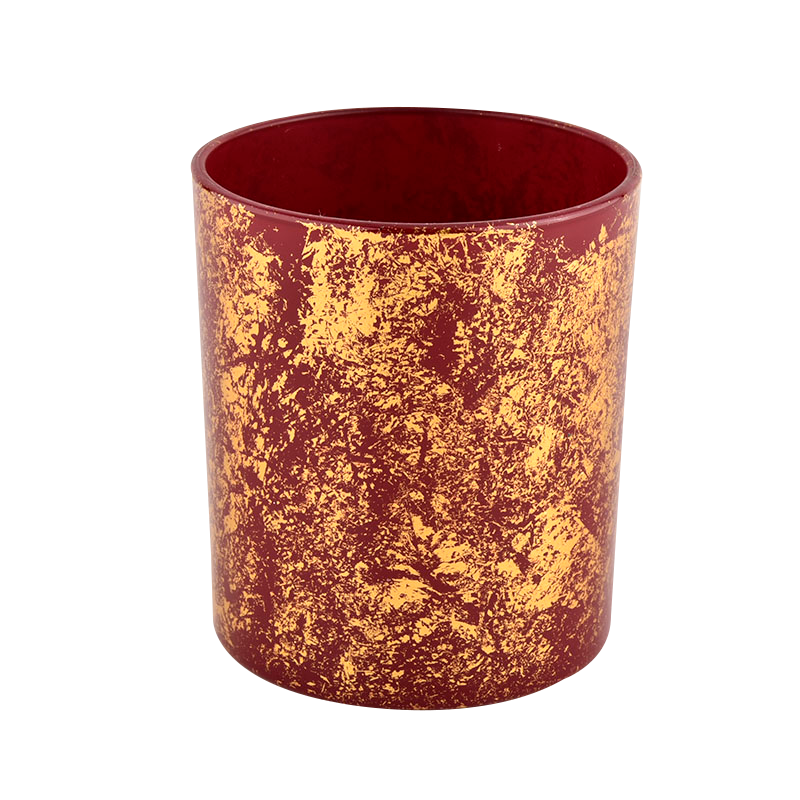 290ml gold printed dust and red glass candle jar Wholesale