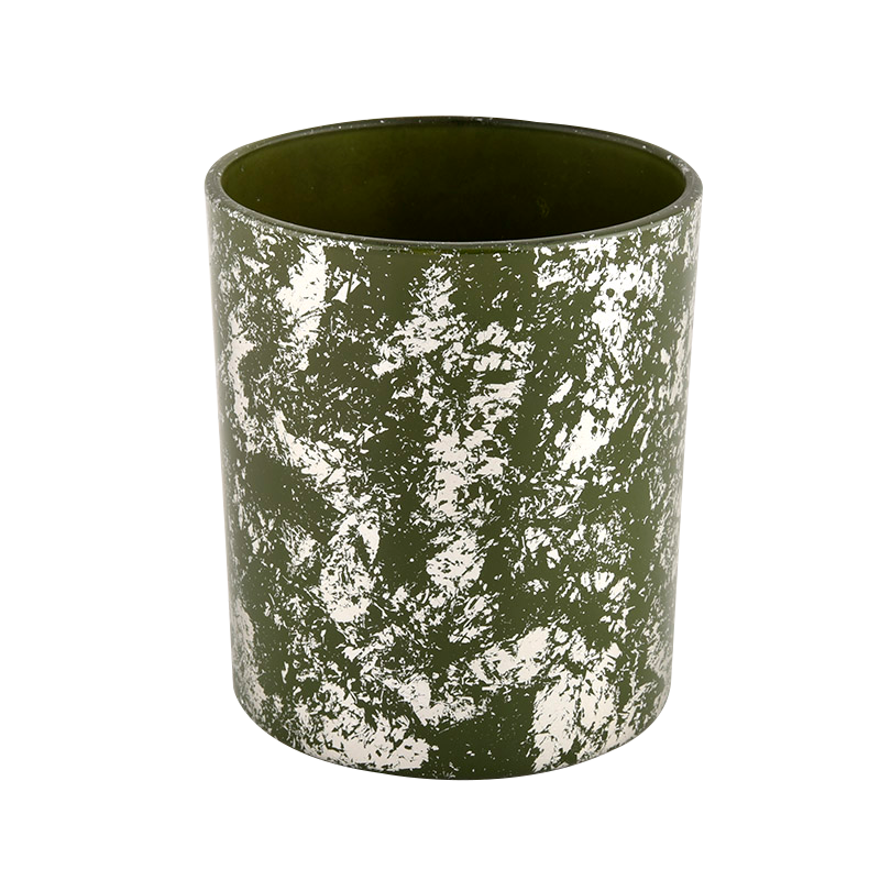 Wholesale home gold green glass candles container matte candle vessels for decorative
