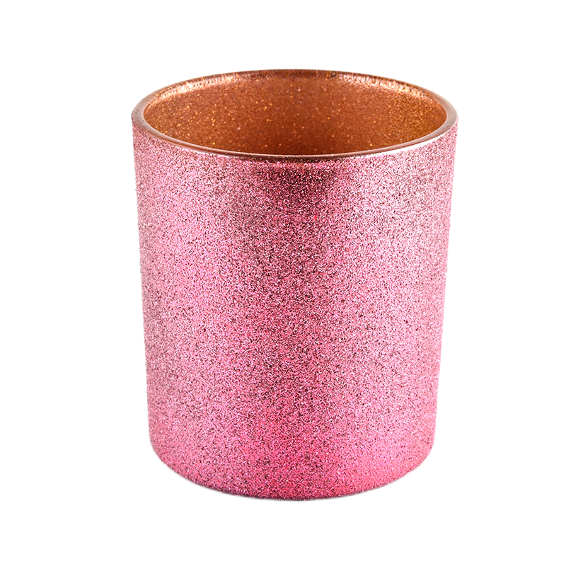 Custom Round Glass Candle Jar 300ml Rose Golden Christmas Tree Candle Vessel