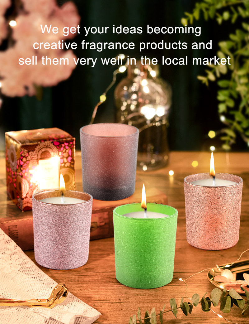 Wholesale Unique Round Bottom Luxury Pink Frosted Glass Candle Jars