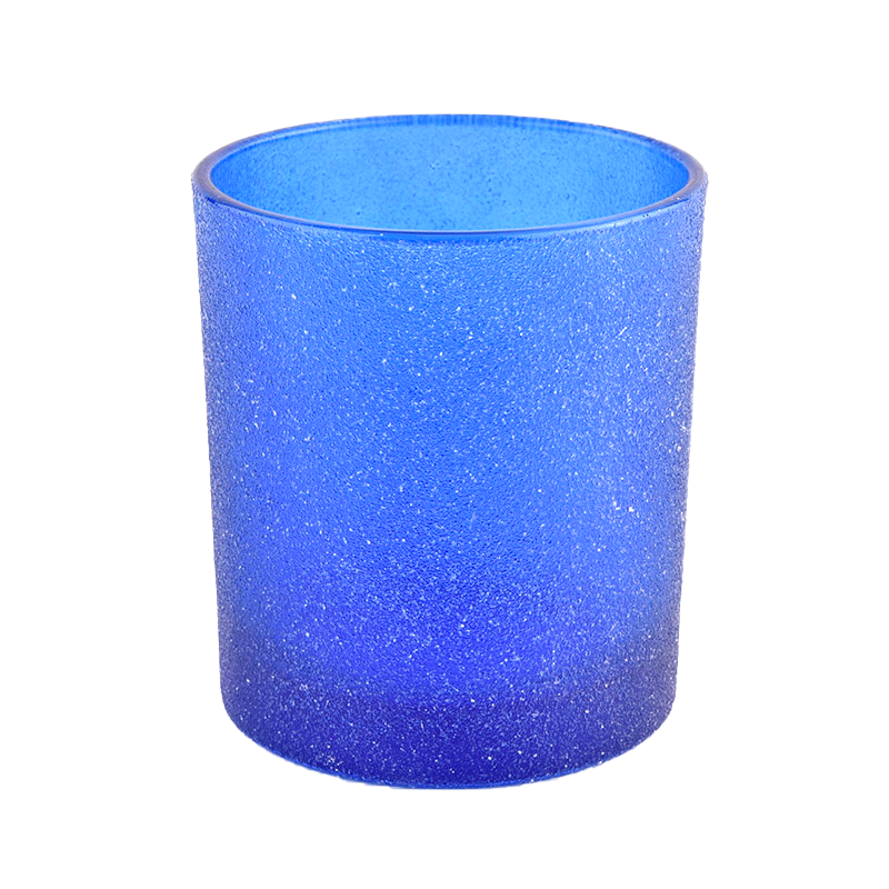 10oz Blue Frosted Glass Candle Jars For Candle Making