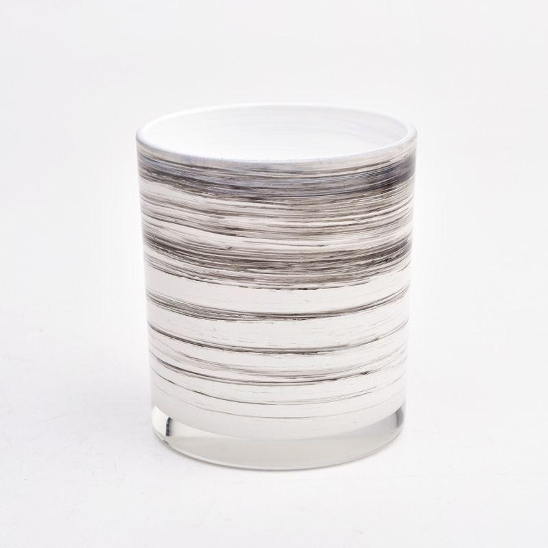 10oz grey stripe glass candle jars wholesale